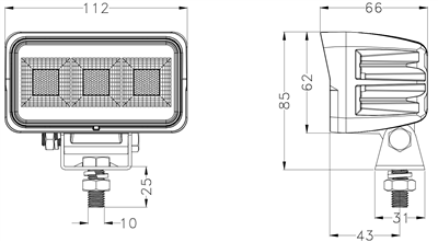 4.4 Inch 60W LED Rectangul Work Light